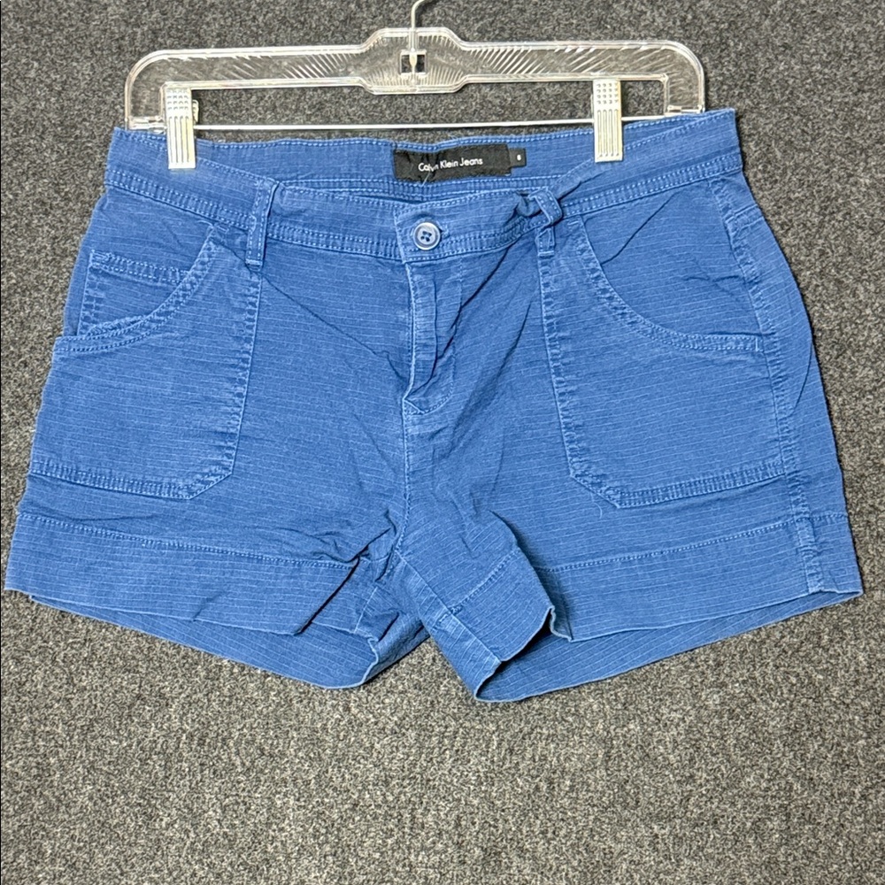 Calvin Klein Jeans Womens Blue Textured Utility Shorts Size 6
